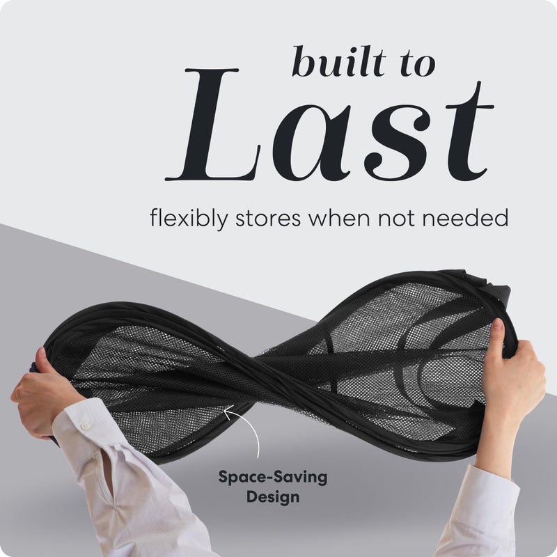Handy Laundry Collapsible Mesh Pop Up Hamper with Wide Opening and Side Pocket - Breathable, Sturdy, Foldable, and Space-Saving Design for Clothes and Storage (Black | 2-Pack) - Image 4